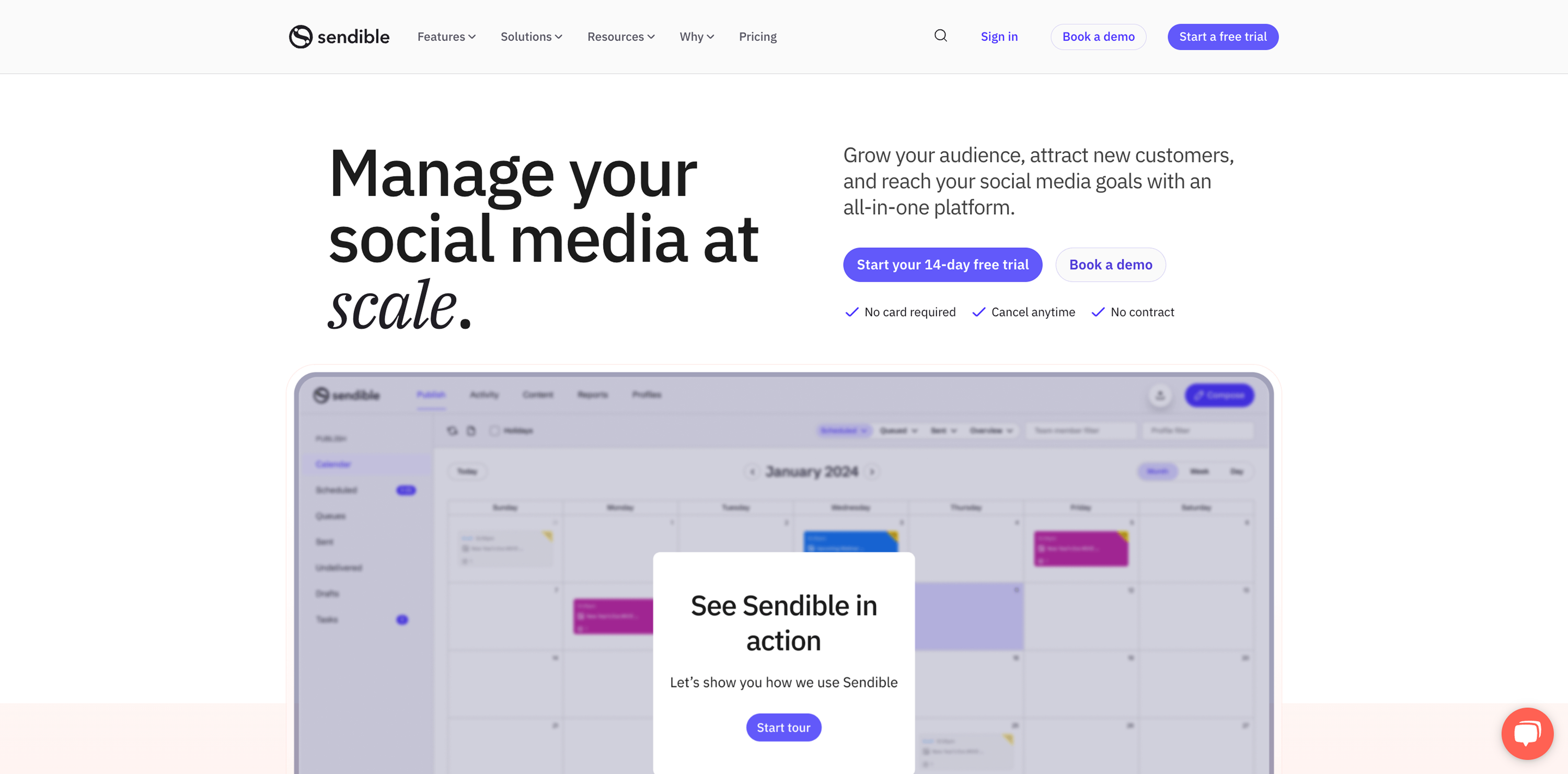 Sendible Hero section