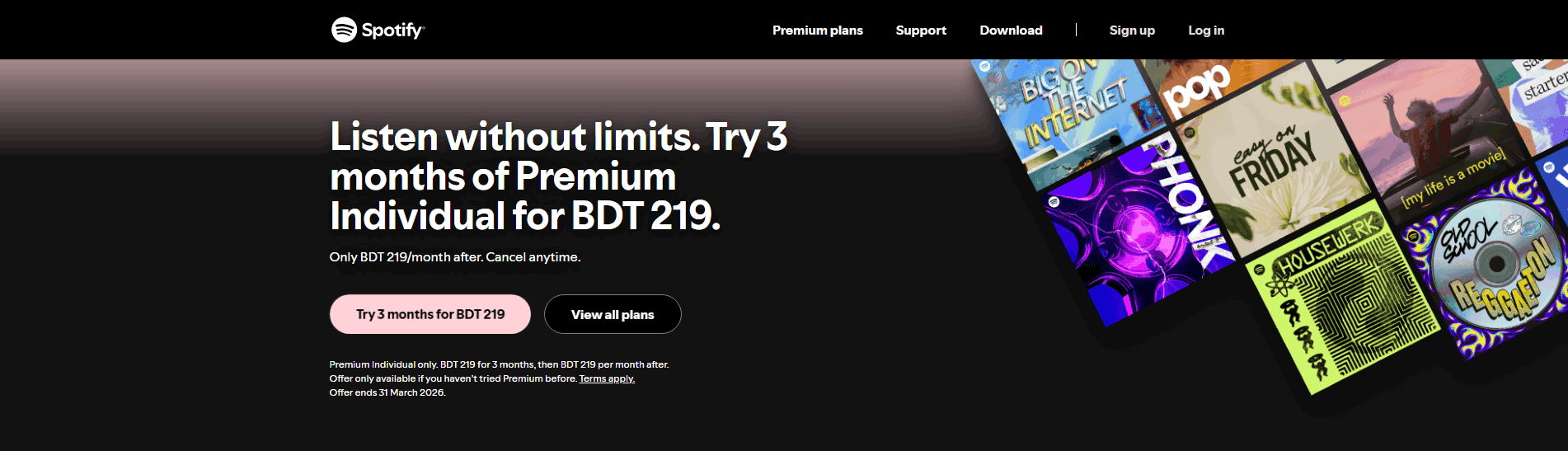 Spotify Premium hero section
