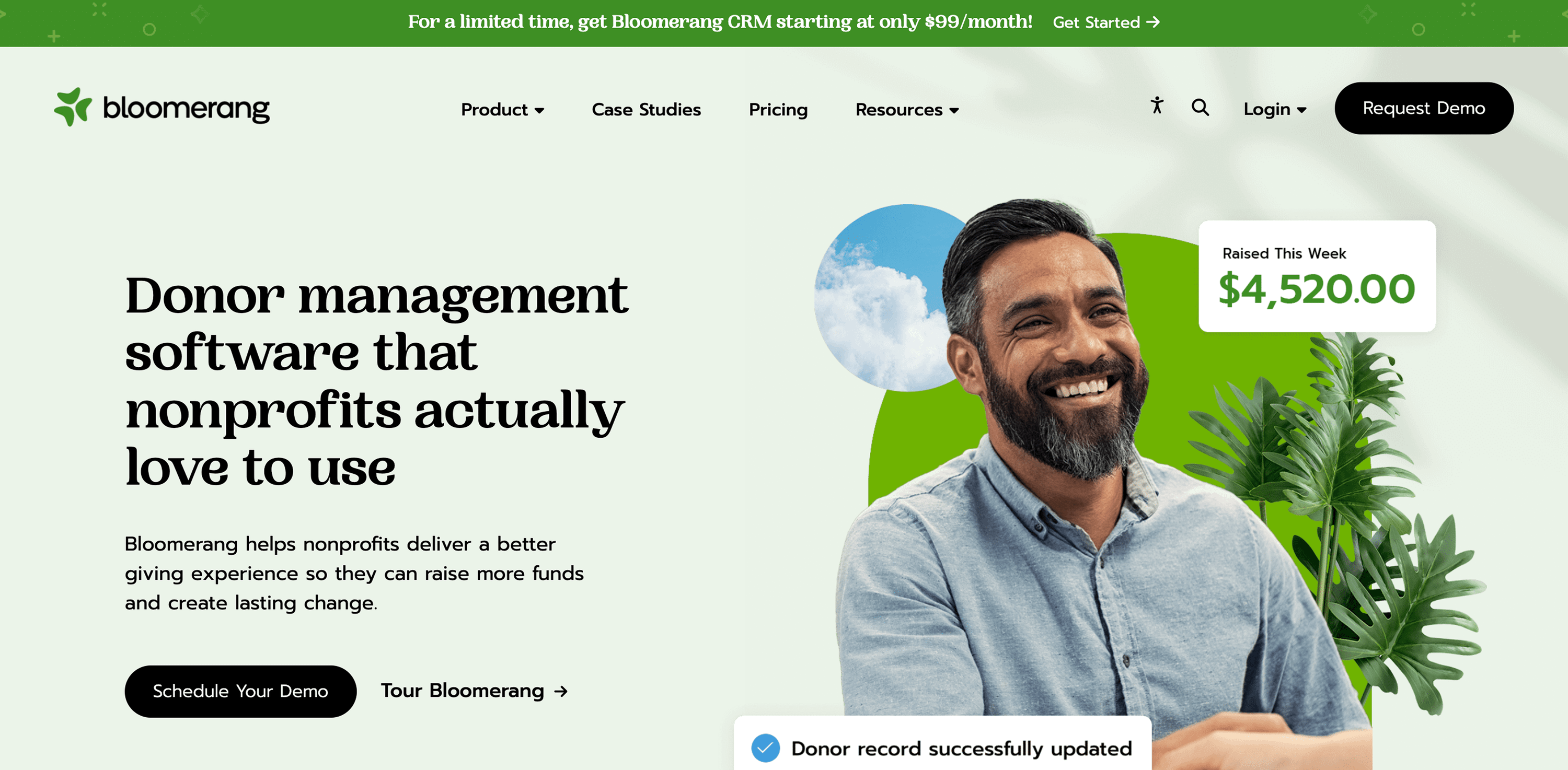 Bloomerang Hero section