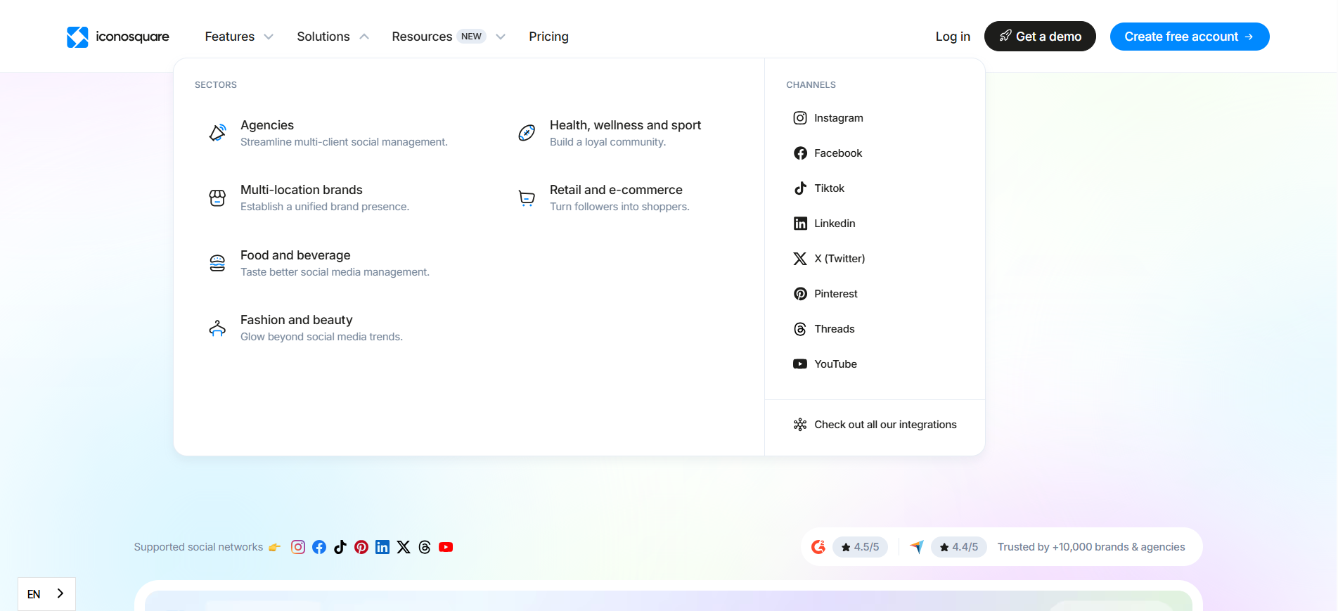 Iconosquare navbar section