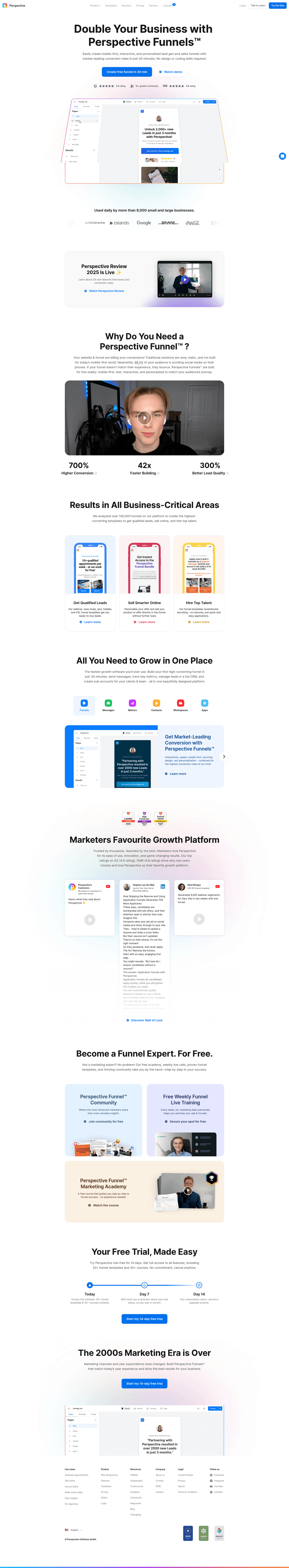 Perspective landing page