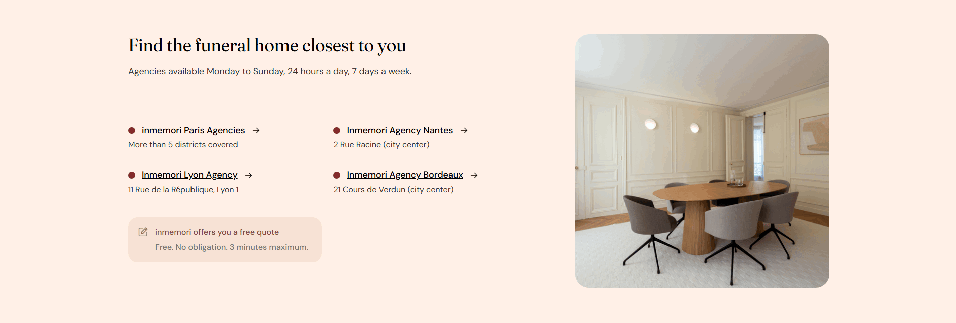 Inmemori Value Proposition section